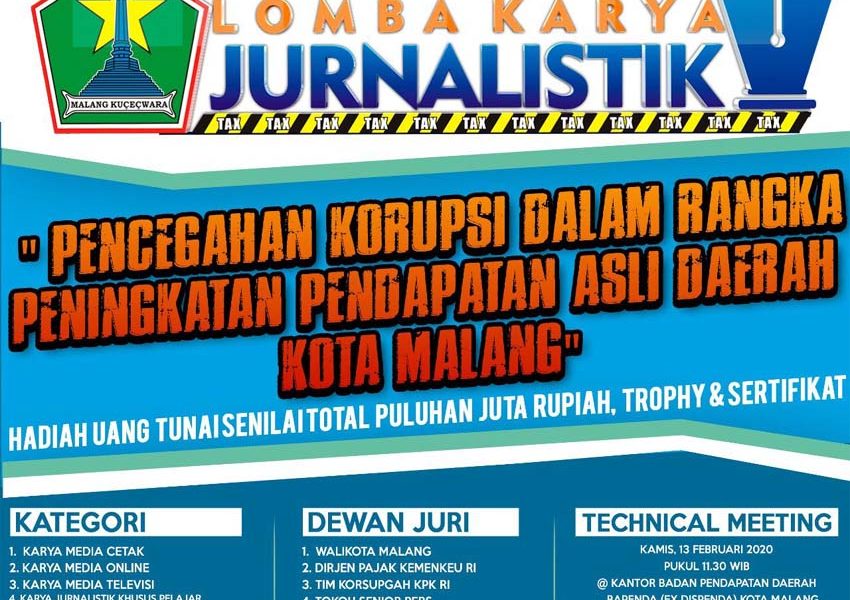 Bapenda Kota Malang Adakan Lomba Karya Jurnalistik
