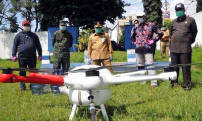 Drone Penyemprot Disinfektan Terbang di Dau
