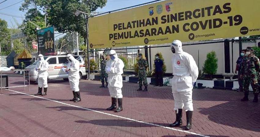 3 Pilar Trenggalek, Gelar Simulasi Pemulasaraan Jenazah Covid-19