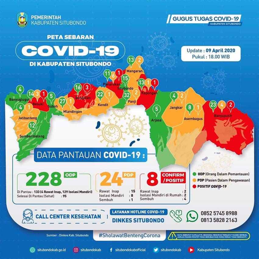 PETA SEBARAN COVID-19 DI KABUPATEN SITUBONDO. (im)