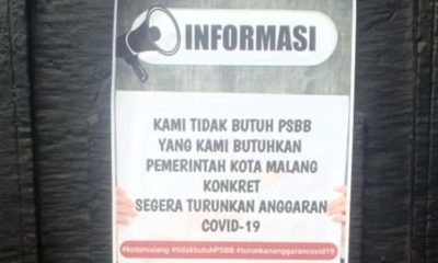 Poster penolakan PSBB menempel di berbagai instansi Kota Malang