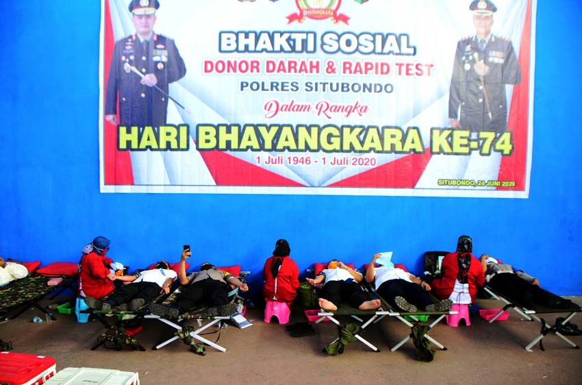 Polres Situbondo Gelar Donor Darah Peringati Hari Bhayangkara ke-74