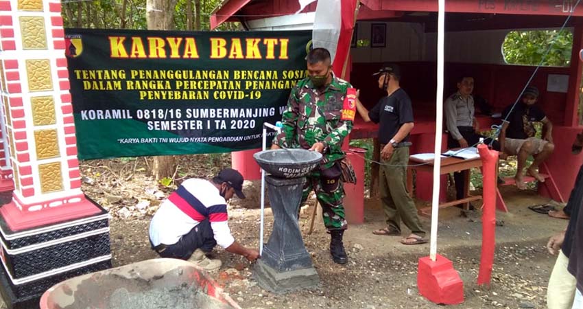 Koramil Sumawe Peduli Sesama, Pasang Wastafel di Tempat Umum