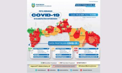BERTAMBAH 19 ORANG POSITIF COVID-19: Peta Sebaran Covid-19 Kabupaten Situbondo. (im)