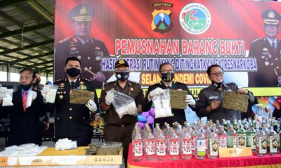 Polresta Sidoarjo Musnahkan 40.000 Pil, 500 Botol Miras di Hari Bhayangkara ke-74