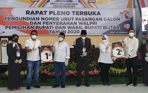 Pengundian nomor urut paslon Bupati dan wakil Bupati Blitar Pemilihan Bupati dan Wakil Bupati Blitar Tahun 2020.