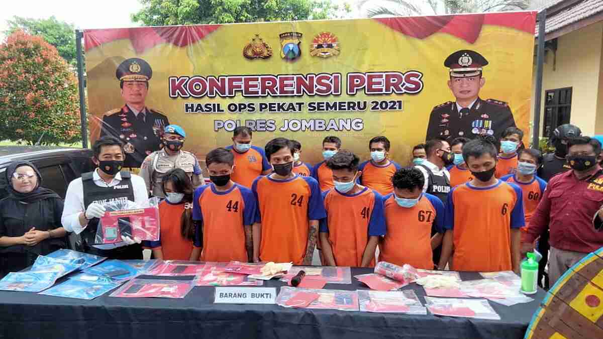 30 Pelaku Narkoba Terjaring Dalam Operasi Pekat Polres Jombang