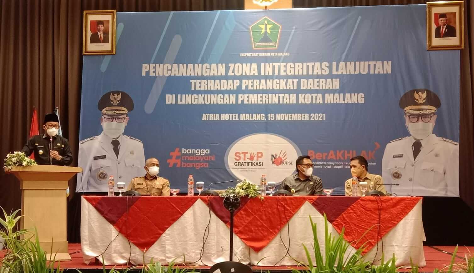 Hadiri Pencanangan Zona Integritas, Wali Kota Malang minta Lima OPD Beranjak ke WBK dan OPD Lain Masuk Zona Integritas