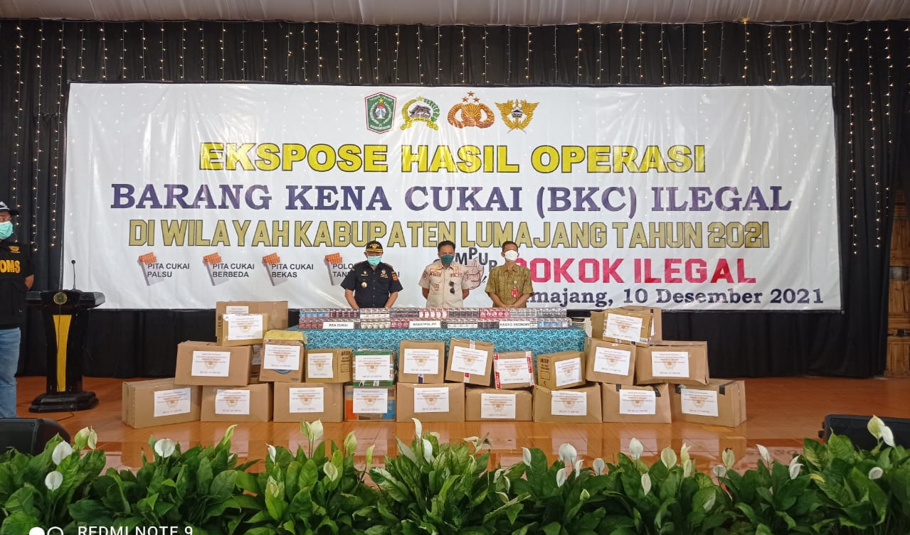 Pemkab Lumajang bersama Bea Cukai Probolinggo Gelar Hasil Operasi Rokok Ilegal