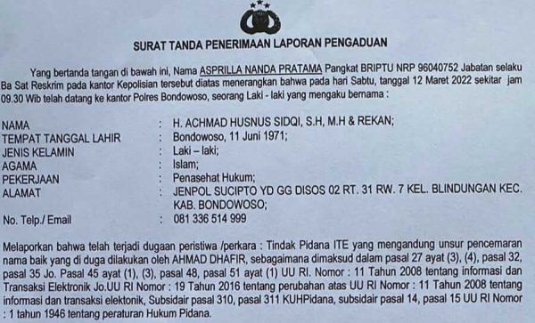 Bupati Salwa Laporkan Ketua DPRD Bondowoso Terkait Dugaan Pencemaran Nama Baik