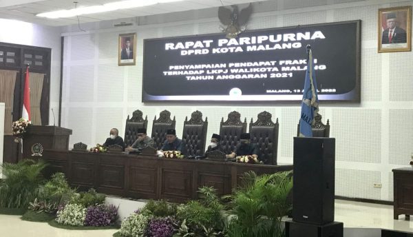 Kekosongan Kursi Jabatan Jadi Sorotan Fraksi DPRD Kota Malang dalam Rapat Paripurna LKPJ 2021