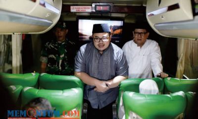 Masuk Bus Calon Jamaah Haji, Mas Dhito Titip Doa untuk Kesejahteraan Kabupaten Kediri