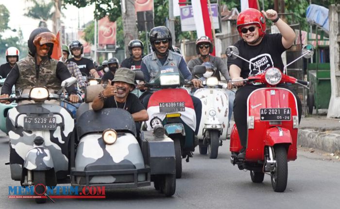 Jelang Panjalu Skuter Festival, Mas Dhito dan Ratusan Skuteris Kediri Raya Panaskan Mesin Vespa dengan Riding Sore