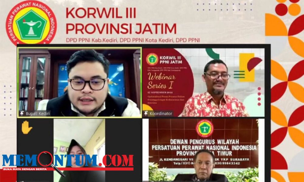 Webinar bersama Persatuan Perawat Nasional Indonesia Korwil III Jawa Timur, Mas Dhito Titip Pelayanan untuk Masyarakat Kediri