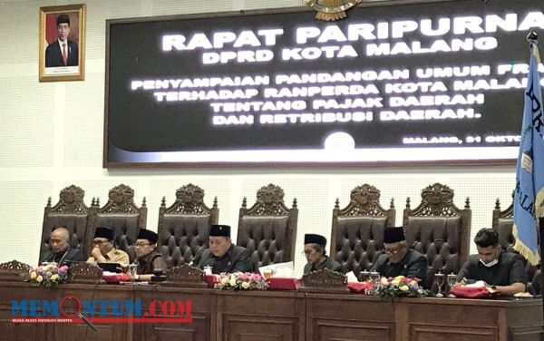 Enam Fraksi DPRD Kota Malang Sampaikan Pandangan Umum Terkait Ranperda Pajak Daerah dan Retribusi Daerah