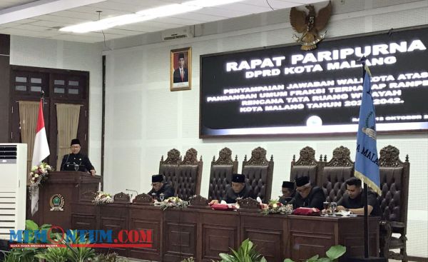 Penyampaian Jawaban Atas Pandangan Umum Fraksi DPRD Kota Malang terhadap Ranperda RTRW, Wali Kota Berikan 73 Uraian