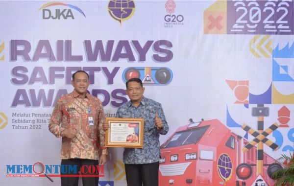 Peduli Keselamatan Perlintasan Kereta Api, Pemkot Probolinggo Raih Penghargaan Railways Safety Awards