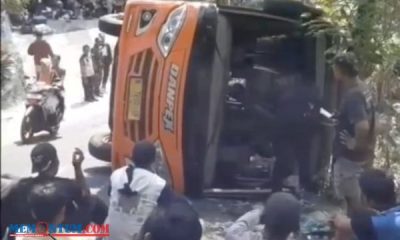 Bus Rombongan Wisatawan dari Kabupaten Malang Terguling di Gunungkidul